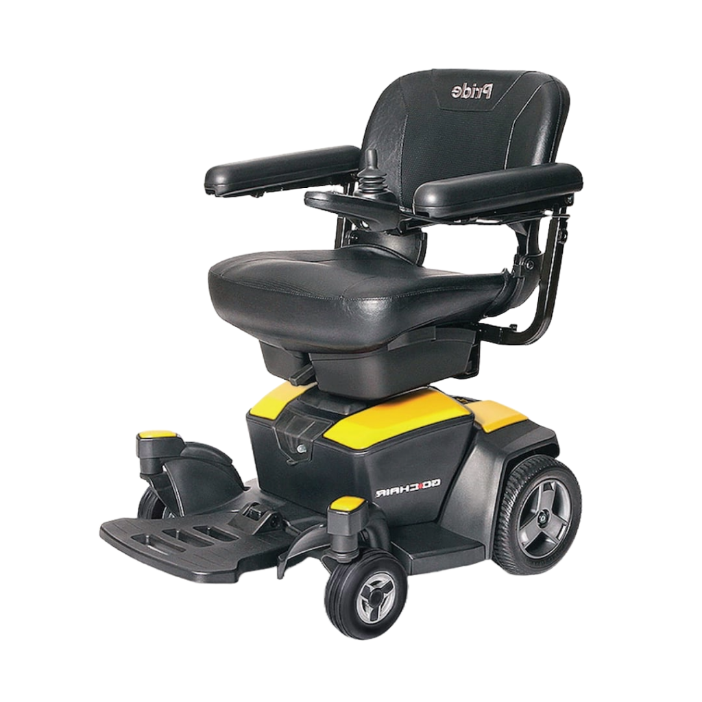 Pride Go Chair power wheelchair.